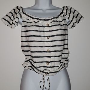 New Black and White Stripe Top
